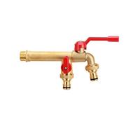 SXWYLZ Robinet Double Sortie Exterieur Robinet Eau Froide Mural Robinets Jardin Extérieur Antigel 1/2 pour Terrasse,Cuivre + Rouge