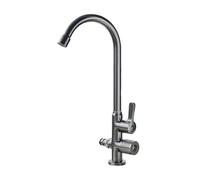 SXWYLZ Robinet Double Sortie Jardin Antigel Robinet Exterieur Jardin avec 1/2 Inverseur Pivotant à 360° Robinets D'Eau Froide Double Poignée,Gris