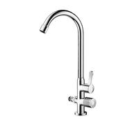 SXWYLZ Robinet Double Sortie Jardin Antigel Robinet Exterieur Jardin avec 1/2 Inverseur Pivotant à 360° Robinets D'Eau Froide Double Poignée,Chrome