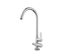 SXWYLZ Robinet Double Sortie Robinet D'Eau Froide Antigel Pivotant à 360° Robinet Exterieur Jardin avec Inverseur Double Poignées,Chrome