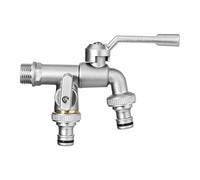 SXWYLZ Robinet Eau Froide 1/2 Robinet Double Sortie Jardin Robinets Extérieur Antigel Robinets Mural pour Jardin et Terrasse,Gris Clair