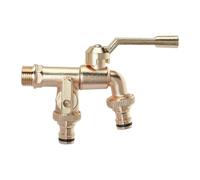 SXWYLZ Robinet Eau Froide 1/2 Robinet Double Sortie Jardin Robinets Extérieur Antigel Robinets Mural pour Jardin et Terrasse,Or Rose