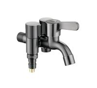 SXWYLZ Robinet Eau Froide Mural 1/2" Robinet 3 Voies pour Lave Linge avec Vanne D'Arrêt Robinets de Toilette à Une Entrée et Trois Sorties, Acier Inoxydable, Gris
