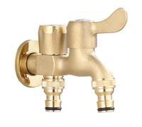 SXWYLZ Robinet Eau Froide Mural Robinet Extérieur Antigel avec Double Sortie 1/2 pour Arrosage de Jardin, Couleur Cuivre