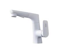 SXWYLZ Robinet Evier avec Douchette Extractible Robinet de Lavabo à 2 Modes Rotation à 360° Relevable à Poignée Unique Robinets D'Eau Chaude et Froide,Blanc