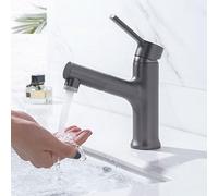 SXWYLZ Robinet Evier avec Douchette Extractible Robinet Lavabo Salle de Bain à 2 Modes Mitigeur avec Douchette Extractible, Poignée Unique, Eau Chaude et Froide,Gris