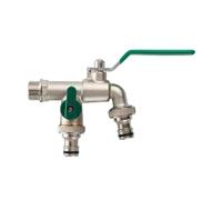 SXWYLZ Robinet Extérieur Antigel Robinet Eau Froide Mural Robinets Double Sortie 1/2 pour Usage Extérieur, Chrome + Poignée Verte