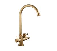 SXWYLZ Robinet Extérieur Antigel Robinet Jardin Double Sortie Pivotant à 360° Robinets D'Eau Froide avec Inverseur Deux Poignées, Antique