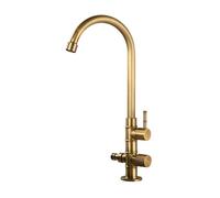 SXWYLZ Robinet Extérieur Antigel Robinets Double Sortie Pivotant à 360° Robinet D'Eau Froide avec 1/2 Répartiteur Double Poignée,Couleur Antique