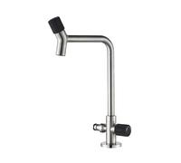 SXWYLZ Robinet Extérieur Antigel Robinets Jardin Double Sortie Pivotant à 360° Robinet D'Eau Froide avec Répartiteur 1/2 Double Poignées, Acier Inoxydable,Chrome