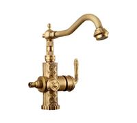 SXWYLZ Robinet Extérieur Antique Antigel avec Raccord Encliquetable 1/2 Voie Robinet de Jardin Double Sortie Pivotant à 360° Chaud et Froid
