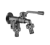 SXWYLZ Robinet Extérieur Double Sortie Robinet D'Eau Froide Mural Robinets en Laiton à Double Sortie 1/2 pour Jardin de Cour,Gris,15 CM