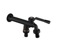 SXWYLZ Robinet Extérieur Double Sortie Robinet D'Eau Froide Mural Robinets en Laiton à Double Sortie 1/2 pour Jardin de Cour,Noir,19 CM