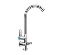SXWYLZ Robinet Exterieur Jardin Laiton Robinet D'Eau Froide Antigel avec Inverseur Robinet Double Sortie Pivotant à 360° Double Poignée, Chrome