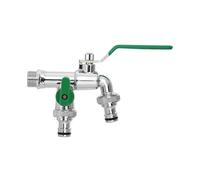 SXWYLZ Robinet Exterieur Jardin Robinets Eau Froide Mural Robinet Double Sortie 1/2 Une Entrée et Deux Sorties pour Une Utilisation Dans la Cour,Chrome + Vert