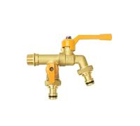 SXWYLZ Robinet Exterieur Laiton Robinet Double Sortie Antigel Robinets Eau Froide Mural 1/2" Une Entrée Deux Sorties,Cuivre + Jaune