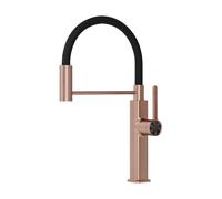 SXWYLZ Robinet Flexible Cuisine Rotatif Robinet Mitigeur Extractible à 2 Modes Mitigeur Évier à Poignée Unique Robinets D'Évier de Cuisine avec Eau Chaude et Froide, Acier Inoxydable,Or Rose Brossé