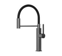 SXWYLZ Robinet Flexible Cuisine Rotatif Robinet Mitigeur Extractible à 2 Modes Mitigeur Évier à Poignée Unique Robinets D'Évier de Cuisine avec Eau Chaude et Froide, Acier Inoxydable,Gris
