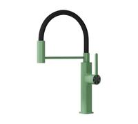SXWYLZ Robinet Flexible Cuisine Rotatif Robinet Mitigeur Extractible à 2 Modes Mitigeur Évier à Poignée Unique Robinets D'Évier de Cuisine avec Eau Chaude et Froide, Acier Inoxydable,Vert