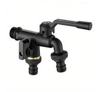 SXWYLZ Robinet Jardin Exterieur Mural Robinet Double Sortie Robinets D'Eau Froide Antigel pour Terrasse 1/2,Noir