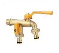 SXWYLZ Robinet Jardin Exterieur Mural Robinet Double Sortie Robinets D'Eau Froide Antigel pour Terrasse 1/2,Cuivre