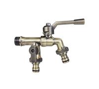 SXWYLZ Robinet Laiton Antique Robinet Double Sortie Mural Robinets D'Eau Froide pour Jardin Extérieur 1/2", Bronze