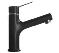 SXWYLZ Robinet Laiton avec Douchette Extractible Mitigeur Lavabo Robinet Mélangeur Robinets à Poignée Unique Mitigeur Douche D'Eau Chaude et Froide,Noir