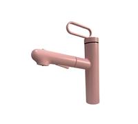 SXWYLZ Robinet Lavabo avec Douchette Extractible Robinet Salle Bain Rotatif à 360°, 3 Modes Robinets à Poignée Unique Chaud et Froid,Rose