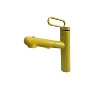 SXWYLZ Robinet Lavabo avec Douchette Extractible Robinet Salle Bain Rotatif à 360°, 3 Modes Robinets à Poignée Unique Chaud et Froid,Jaune