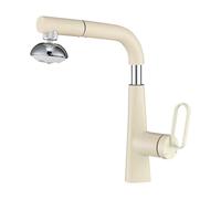 SXWYLZ Robinet Lavabo avec Douchette Extractible Rotation à 360° Robinet Salle Bain Evec 2 Modes de Débit D'Eau Robinets Relevable Poignée Unique Eau Chaude et Froide,Blanc