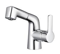 SXWYLZ Robinet Lavabo Extensible Mitigeur Salle de Bain avec Douchette Extractible Robinet Evier à 2 Modes Poignée Unique Eau Chaude et Eau Froide,Chrome