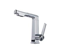 SXWYLZ Robinet Lavabo Pivotant à Levage, Robinet Salle Bain Extensible, Mitigeur Lavabo à 2 Modes, à Poignée Unique, Robinets D'Eau Chaude et Froide,Chrome