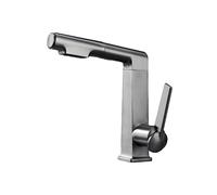 SXWYLZ Robinet Lavabo Pivotant à Levage, Robinet Salle Bain Extensible, Mitigeur Lavabo à 2 Modes, à Poignée Unique, Robinets D'Eau Chaude et Froide,Gris