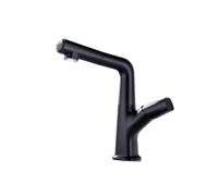 SXWYLZ Robinet Lavabo Rotatif Robinet de Salle de Bain avec Douchette Extractible Robinets D'Évier à 2 Modes Poignée Unique Eau Chaude et Froide, Alliage de Zinc,Noir