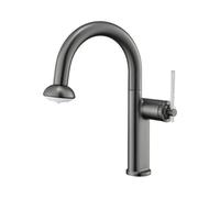 SXWYLZ Robinet Lavabo Salle de Bain, Robinet Evier avec Douchette Extractible, Robinetterie Douchette 2 Modes, Mitigeur Pivotant à 360°, Poignée Unique, Eau Chaude et Froide,Gris