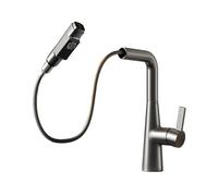 SXWYLZ Robinet Mélangeur Eau Chaude et Froide, Robinet Salle de Bain Extensible, Mitigeur Lavabo Rotatif, Robinets à Poignée Unique à 2 Modes,Gris