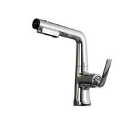 SXWYLZ Robinet Mitigeur Extractible, Robinet Salle Bain Pivotant à Douchette Extractible, Mitigeur Lavabo à 3 Modes, Poignée Unique, Eau Chaude et Eau Froide,Chrome