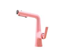 SXWYLZ Robinet Mitigeur Extractible, Robinet Salle Bain Pivotant à Douchette Extractible, Mitigeur Lavabo à 3 Modes, Poignée Unique, Eau Chaude et Eau Froide,Rose