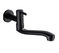 SXWYLZ Robinet Mural Cuisine Eau Froide Robinet D'Eau Pivotante À 360° Rallonge en Acier Inoxydable Robinet pour Vasque À Poser,Noir,21 Cm