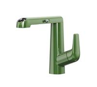 SXWYLZ Robinet Salle Bain avec Douchette Extractible, Mitigeur Lavabo de 4 Modes, Robinet Rotatif, Poignée Unique, Eau Chaude et Froide, Alliage de Zinc,Vert