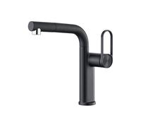 SXWYLZ Robinet Salle Bain avec Douchette Extractible Mitigeur Lavabo Salle de Bain Laiton Rotatif à 360° Robinets 2 Modes Chaud et Froid, Poignée Unique,Noir