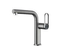 SXWYLZ Robinet Salle Bain avec Douchette Extractible Mitigeur Lavabo Salle de Bain Laiton Rotatif à 360° Robinets 2 Modes Chaud et Froid, Poignée Unique,Gris