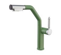 SXWYLZ Robinet Salle Bain avec Douchette Extractible Robinet de Lavabo Rotatif à 2 Modes, à Levage Facile Robinets à Poignée Unique Eau Chaude et Froide,Vert