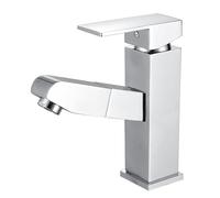 SXWYLZ Robinet Salle Bain avec Douchette Extractible Robinetterie Lavabo à Poignée Unique Robinet Evier pour Eau Chaude et Froide Robinets en Laiton,Chrome