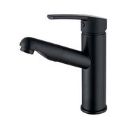 SXWYLZ Robinet Salle de Bain avec Douchette Extractible à Poignée Unique Mitigeur Lavabo Robinet Mélangeur D'Eau Chaude et Froide Robinets en Laiton,Noir