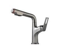 SXWYLZ Robinet Salle de Bain avec Douchette Extractible Mitigeur Lavabo à 2 Modes Robinet Pivotant et Relevable à 360° Poignée Unique Eau Chaude et Froide,Gris