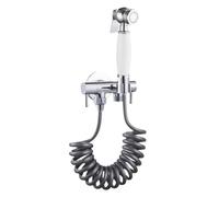 SXWYLZ Robinet Wc Double Sortie Ensemble de Pulvérisateur de Bidet Une Entrée Deux Sorties pour le Rinçage du Drain de Sol de la Salle de Bain, Chrome