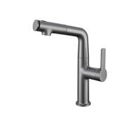 SXWYLZ Robinets D'Eau Chaude et Froide de la Salle de Bain Robinet Lavabo avec Douchette Extractible Mitigeur Evier à 3 Modes Robinet Rotatif à Poignée Unique,Gris