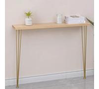 SXYCKRUI Console Meuble Entree étroite, Meuble Console D'entrée Moderne, Table D'entrée en Bois Massif pour Salon, Hall, Couloir ou Bureau, Structure en Métal(Gold,100 * 20 * 80 cm/39 * 8 * 31 in)
