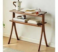 SXYCKRUI Console Meubles Fine à 2 Niveaux, Meuble Console D'entrée en Bois Massif avec Espace de Rangement Ouvert pour Salon, Couloir, Entrée(Natural)